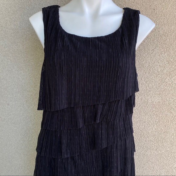 Black Layered Ruffles Mini Sleeveless Boho Dress - Picture 3 of 5